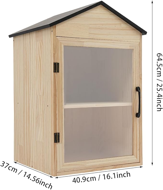 Little Outdoor Library Box, 2-Tier Waterproof Free Library Wooden Cabinet, 16x15x25 Inch Small Storage Box for DIY, Neighbourhoods, Communities and Kids to Share Books, Magazines, Artworks
