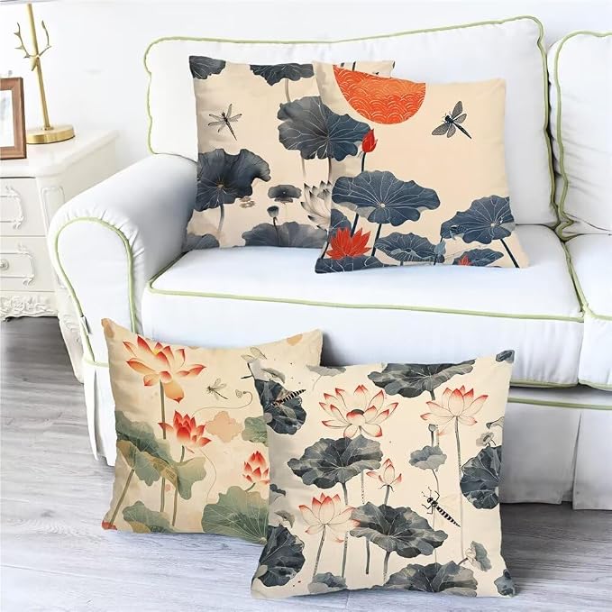 Off White Pillow Covers 18x18 Soft Decorative Throw Pillow Covers Modern Farmhouse Decor Square Pillow Covers Flower Washable Decorative Pillowcases for Home Decor Sofa Bedroom Car Gifts for Women E-6