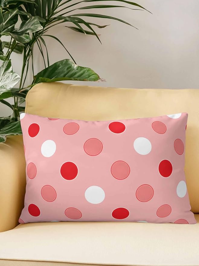 Waterproof Outdoor Pillow 1 Pack Red Polka Dots Decorative Throw Pillows Cover & Insert 20x12 Inch Lumbar Pillowcase Funny Circles Spots Pillows for Couch Sofa Bed Patio Furniture Indoor Outdoor