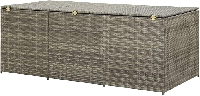 Garden Storage Box Indoor/Outdoor Storage Container and Gardening Tools - Store Items on Patio, Garage, Yard.Poly Rattan 70.9"x35.4"x29.5" Gray
