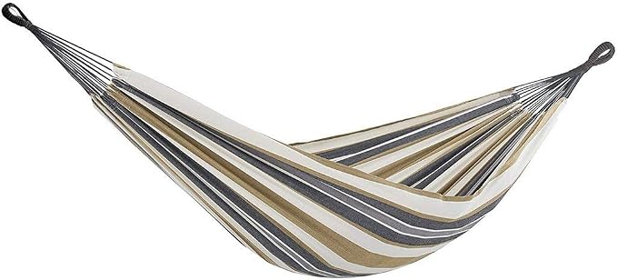 Amazing for Less Double Hammock Two Person Cotton Outdoor Adjustable Hammock Bed with Carrying Bag for Patio Yard Garden (Desert Tan)