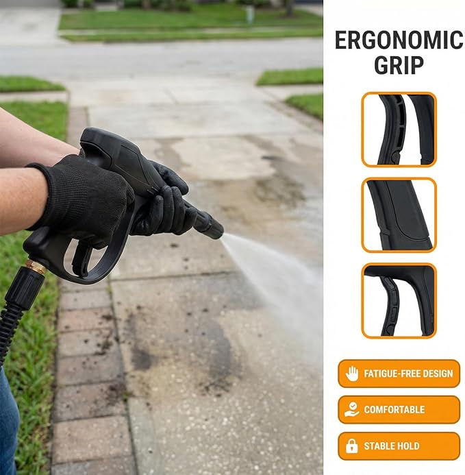 Car High Pressure Washer Gun with 1/4" Outlet Quick Connect, 4350 PSI M22-14 Thread Power Washer Gun with 5 Nozzles & M22 Fitting, Auto Washing Sprayer Tool, Universal for Vehicles