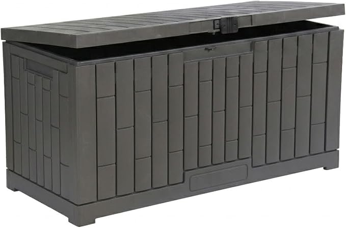 100 Gallon Large Deck Box, Premium Wicker Style Imitation Rattan Waterproof Outdoor Storage for Patio Furniture Cushions, Garden Tools & Pool Accessories, Lockable UV Resistant,100 gal / 380L