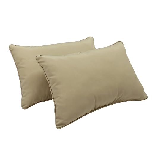 Factory Direct Partners Presidio 16" x 24" Lumbar Decorative Throw Pillow Set with Piping for Indoor/Outdoor Furniture UV, Fade, Weather-Resistant Olefin Fabric (2-Pack) - Beige Sand, 13813-SD