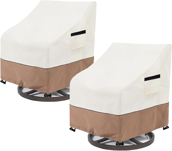 Outdoor Chair Covers Heavy Duty Waterproof Patio Furniture Covers, 30" W x 34" D x 36" H Outdoor Furniture Cover 2 Pack (Beige & Brown)