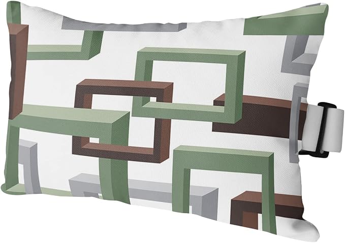 Outdoor Pillows Covers with Inserts Mid Century Geometric Pattern Gery Brown Green Waterproof Pillow with Adjustable Strap Throw Pillows for Patio Furniture Recliner Lounge Chair, 11x16 inch, 1PCS