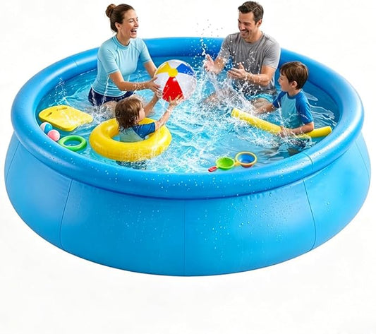 10 FT x 30 in Round Inflatable Swimming Pool, Large Round Inflatable Pool for Kids and Adults Summer Water Party Backyard Outdoor Pool