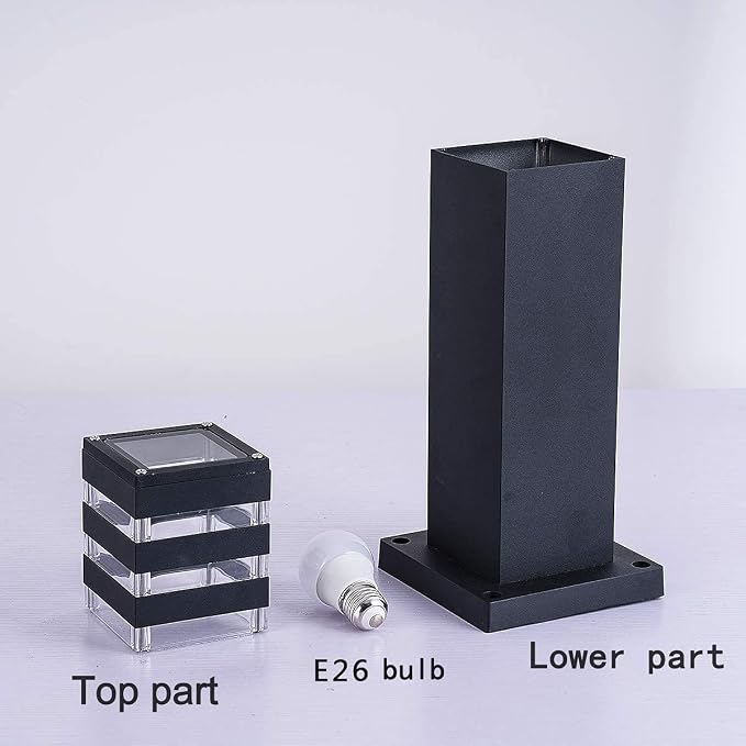 Pathway Lights Post Lights IP55 Waterproof Outdoor Lamp Post Lawn Light Floor Lamp E26 Lampholder Hardwired Suitable for 12V / 24V / 120V Voltage（16in, Black）