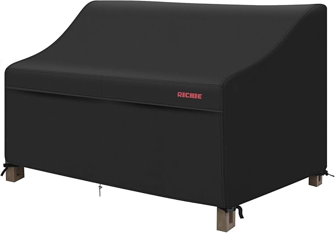 RICHIE Waterproof Patio Sofa Cover 2-Seater - Outdoor Furniture Covers for Loveseat/Couch with Air Vents & Handles, 52"W*30"D*31"H, Black