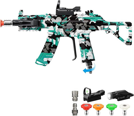 MP5S Pressure Washer Gun with Swivel - 3000 PSI High Pressure Spray Gun with 3/8" Quick Connect Plug Inlet, Foam Cannon Compatible Power Washer Handle for Car, Home & Outdoor Cleaning (Cyan)