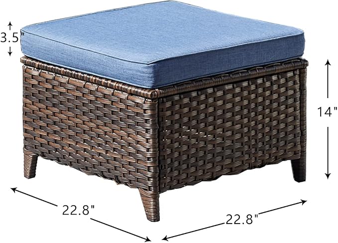 HUMMUH 5 Piece Outdoor Patio Furniture Set Wicker Conversation Bistro Set Swivel Rocking Chairs with Side Table and Ottomans for Backyard, Porch, Balcony