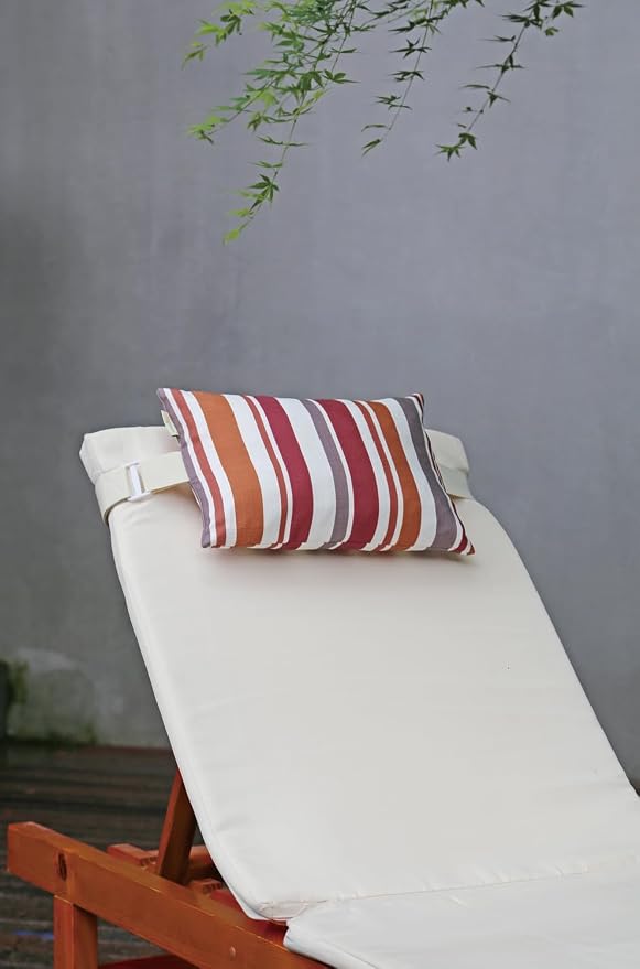 Outdoor Beach Chair Head Resting Pillow, Pool Lounge Chair Pillows with Insert and Adjustable Elastic Stripe for Chaise Recliner Neck Attachment, 2 Pack Size 11”*16” Wine Red
