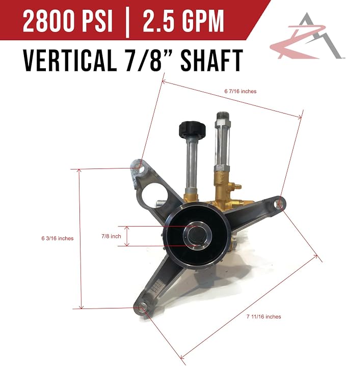The ROP Shop OEM AR 7/8" Shaft 2800psi Pressure Washer Pump for Portable Power Equipment 314441GS