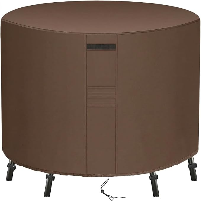 UPGRADE Outdoor Furniture Covers, Custom Size 32"(D) x 28"(H) Round Patio Table and Chair Waterproof Covers, Heavy Duty 420D,Coffee