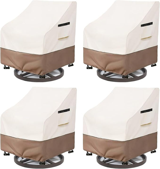Patio Chair Covers Waterproof Heavy Duty Patio Furniture Covers, 35W x 37D x 36H Inches Swivel Outdoor Chair Cover 4 Pack (Beige)