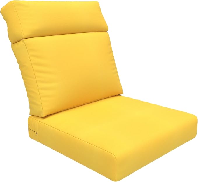 Covers & All Sunbrella Outdoor Cushions, High Back Outdoor Chair Cushions with Supportive Foam Seat and Poly Fill Back, Made with Waterproof, Stain & Fade Resistant Sunbrella Fabric for Patio Chairs