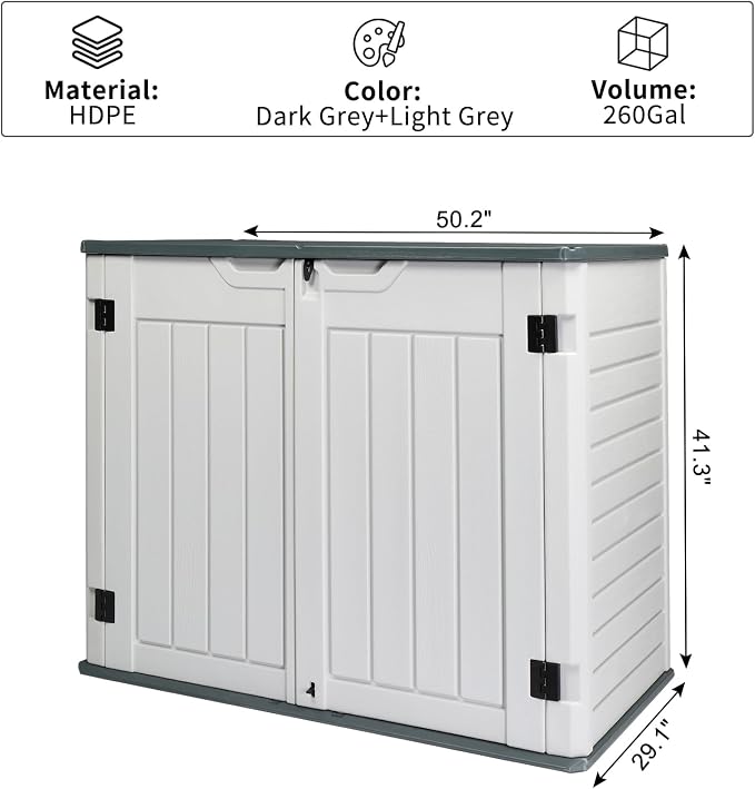 VINGLI Upgraded 260 Gallon Outdoor Storage Box, Lockable HDPE Storage Containers with Lid, Wooden Grain Surface Deck Box Patio Furniture for Garden, Pool, Balcony, Yard