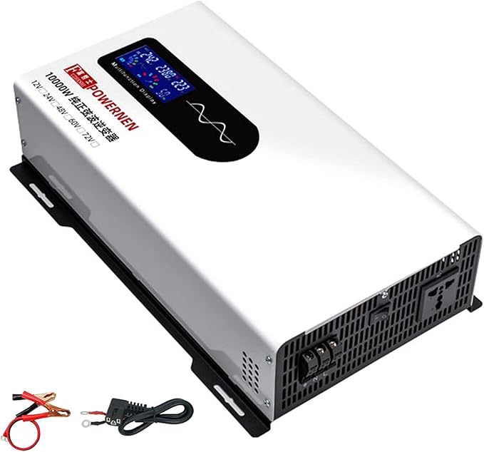 Power Inverter Pure Sine Wave 7000W/8000W/9000W/10000W/12000W/15000W/20000W Peak DC12V/24V/48V/60V/72V to AC 110V/230V 240V Car Converter with Voltage Display & AC outlets(10000W,24Vto220V)