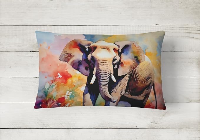 Caroline's Treasures DAC2906PW1216 Elephant Throw Pillow Machine Washable, Indoor Outdoor Decorative Pillow for Couch, Bed or Patio, 12HX16W