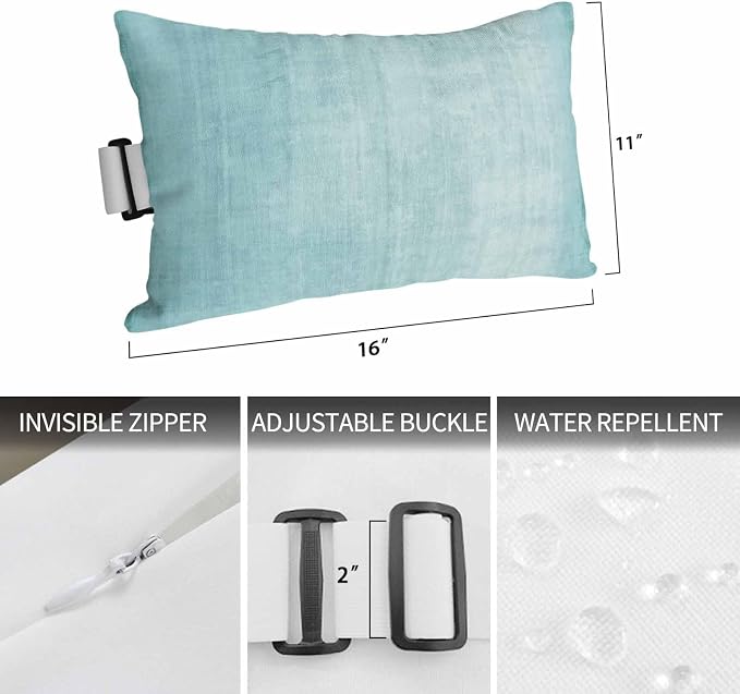 Outdoor Lumbar Pillow 11x16 Inch, Vintage Teal Waterproof Throw Pillow Covers with Insert, Modern Abstract Retro Art Decorative Chair Cushions for Patio Garden Recliner