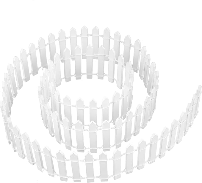 Prsildan 40 Inches Miniature Fairy Garden Fence, DIY Wood Picket Fence Mini Ornament