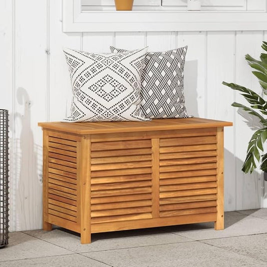 Garden Storage Box with Louver 35.4"x19.7"x22" Solid Wood Acacia Outdoor storage box Outdoor furniture Deck storage box Suitable for patios, decks, gardens.