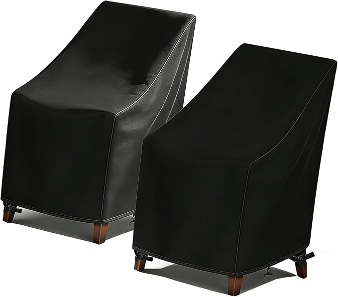 High Back Patio Chair Cover,Waterproof Covers for Stackable Dining Chairs,Outdoor Patio Furniture Seating Set Shield (27”W x 30”D x 42”H,2-Pcs)