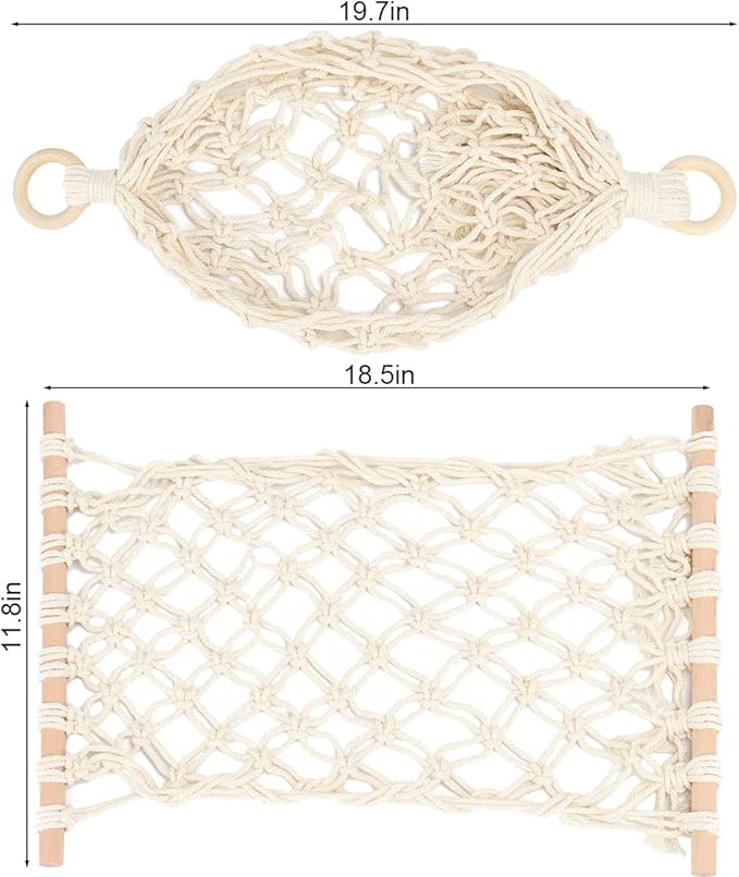 2 Pack Hanging Fruit Hammock Under Cabinet Hanging Basket Includes Hooks - Macrame Bohemian Hanging Banana Vegetable Hammocks Kitchen Storage Counter Space Saving Decoration at Home, Boat, Rv(Style B)