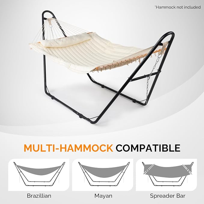 ONCLOUD Double Hammock Stand for Outside, Heavy Duty Hammock Frame for Backyard, Garden, Outdoor Hammock Stand Only, Fits 9 to 14 Foot Hammocks, 550 LBS (Black)