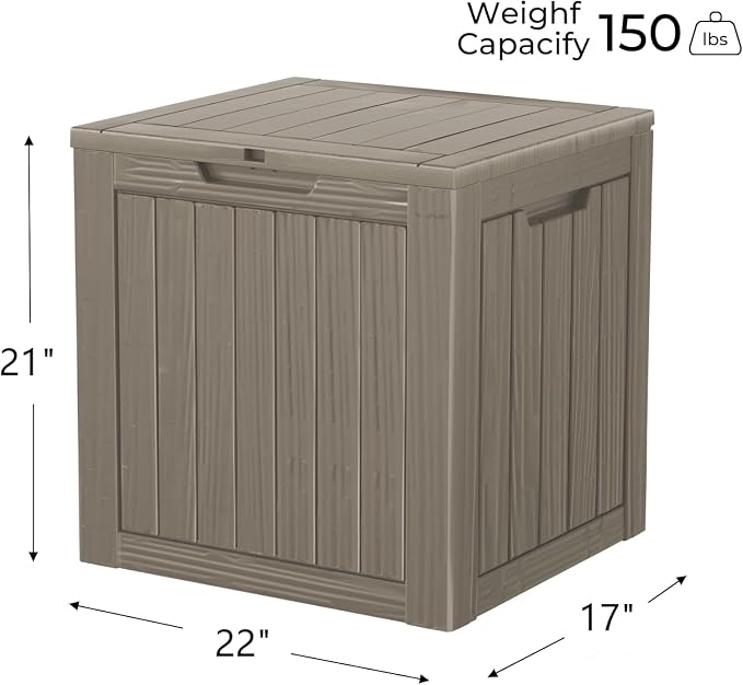 35 Gallon Resin Deck Box Waterproof Outdoor Storage Box for Patio Furniture Pool Accessories Indoor Storage for Cushion Garden Tools, Gray