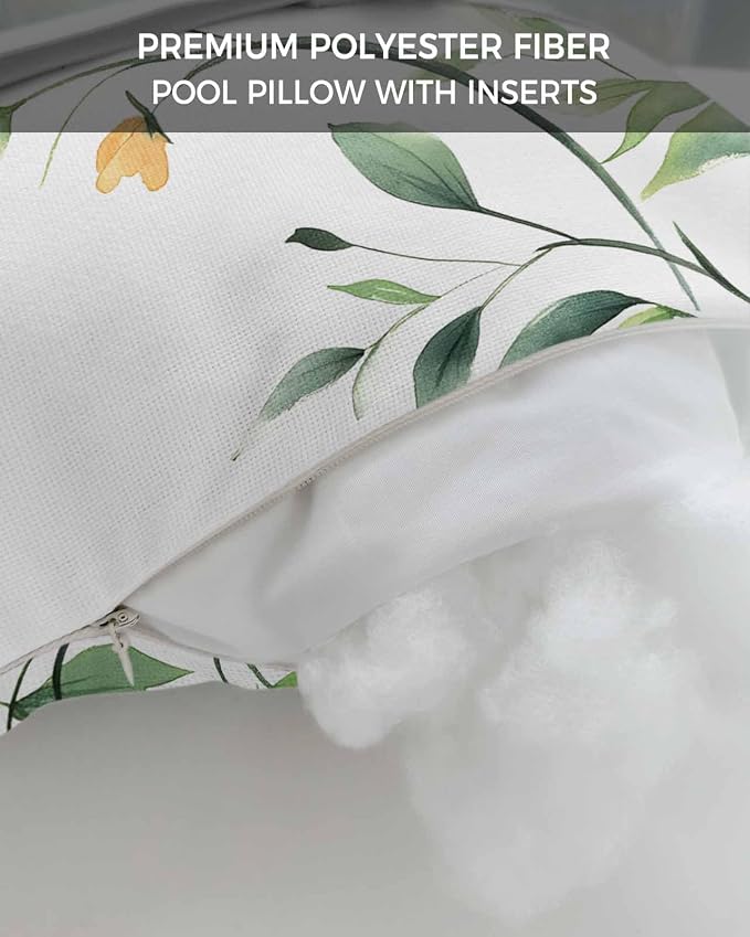 Pack of 2 Outdoor Lumbar Cushions with Inserts, Hello Elegant Butterfly Flowers Plants Waterproof Fluffy Fade Body Pillows, Patio Furniture Pillow for Home Balcony Garden Decor 12x20IN