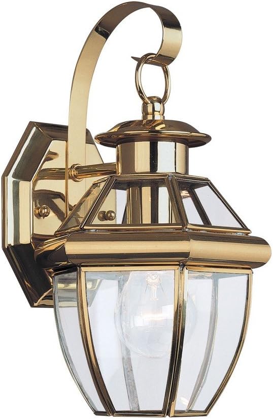Generation Lighting 8037-02 Lancaster Traditional One - Light Outdoor Wall Lantern Outside Fixture, Polished Brass Finish, 1-Light, cETL Listed, Safety Rated for Wet Locations