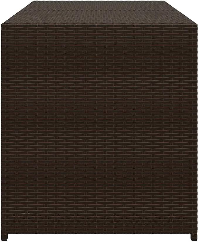 Brown PE Rattan Garden Storage Box with Water-Proof Inner Bag and Gas Spring Lid, Large Patio Storage Box for Cushions and Blankets