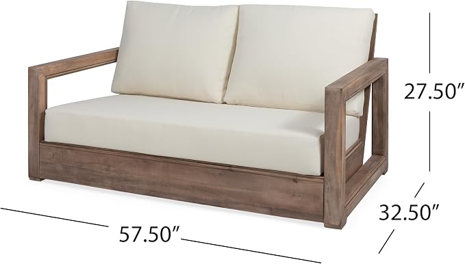 Christopher Knight Home 6-Piece Patio Furniture Set, Acacia Wood Outdoor Sofa Set with 3-Seater Sofa Loveseat 2 Swivel Rocking Chairs Coffee Table Side Table, Deep Seat Patio Conversation Set, Brown