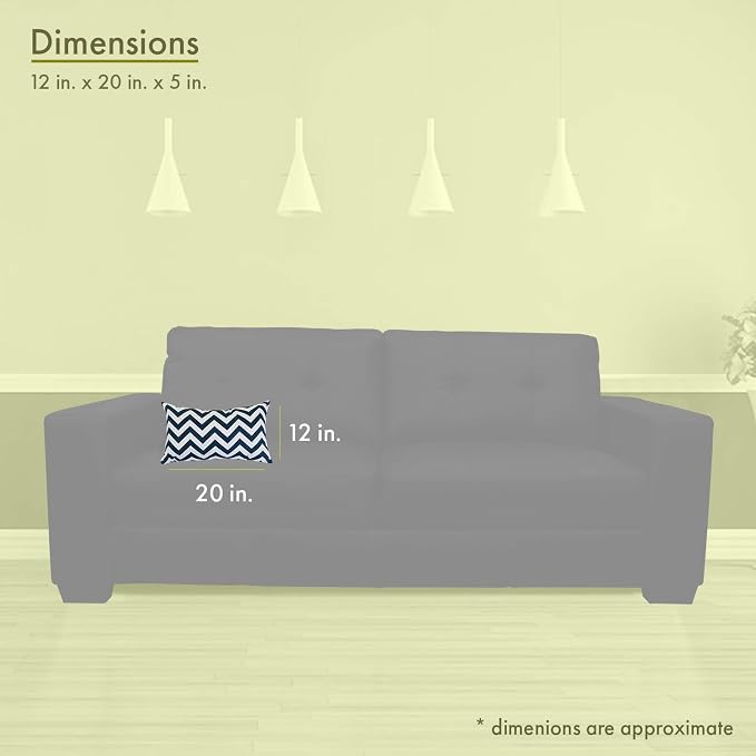 Majestic Home Goods Navy Chevron Indoor / Outdoor Small Throw Pillow 20" L x 5" W x 12" H