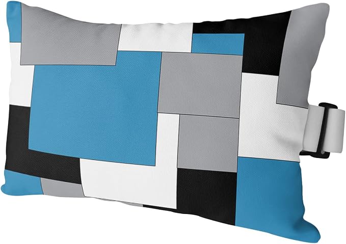 Outdoor Pillows Covers with Inserts Abstract Art Patchwork Purple Blue and Grey Waterproof Recliner Pillow with Adjustable Strap Throw Pillows for Patio Furniture Pool Lounge Chair, 11x16 inch, 1PCS