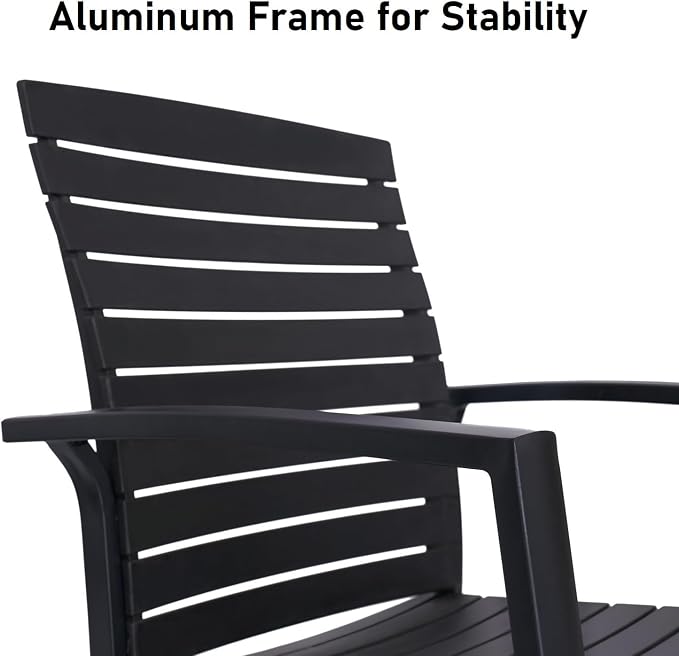 Patio Dining Set, 41" Outdoor Metal Table and 4PCS Aluminum Chairs | Round Patio Table, 1.6" & 1.9" Adjustable Umbrella Hole, Patio Dining Chair with Resin Seat and Aluminum Frame