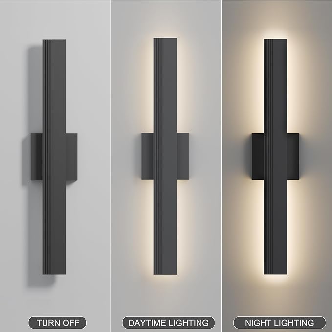 LamQee Aluminum 24 in Long Outdoor Wall Light Fixture, 3000K Integrated LED | Waterproof IP65, Modern Exterior Lights, Linear Outdoor Sconce, Wall Mount Outside Lighting, for House Porch Patio Garage