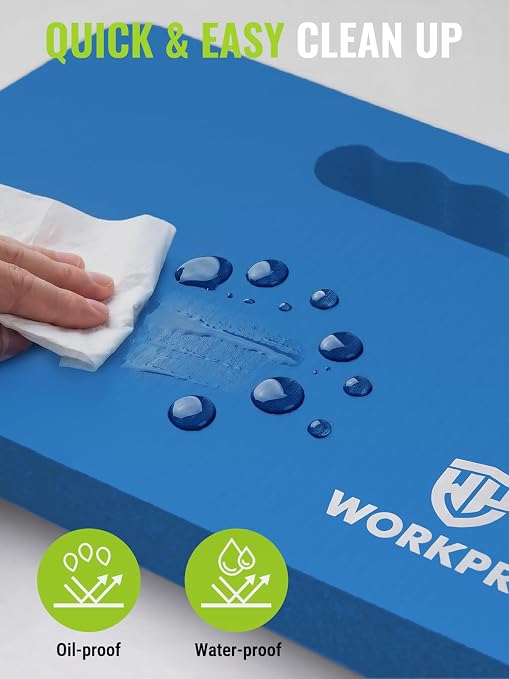 WORKPRO Extra Thick Kneeling Pad, 17.5 x 11 x 1.5 in, Blue | Soft NBR Foam Cushioning for Knee, Large Foam Kneeler Mat, For Gardening, Bathing Baby, Exercise, Workout Supplies