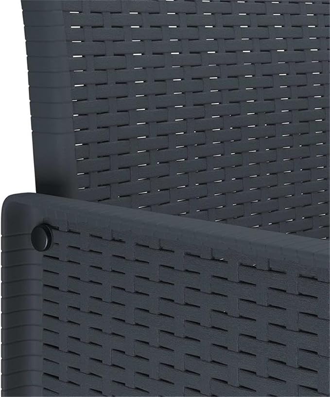 Afuera Living 5-Piece Poly Rattan Patio Dining Set, Anthracite Finish, UV-Resistant Material, Cushioned Armchairs, Square Table, Weather-Resistant Outdoor Furniture for Terrace or Garden Dining