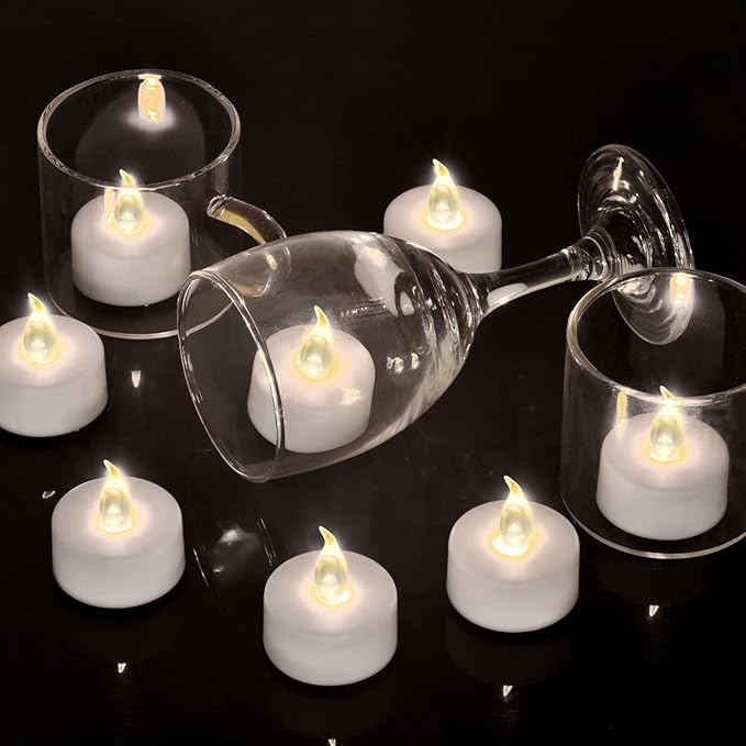 Tea Light, 150 Pack Flameless LED Tea Lights Candles Flickering red 200+ Hours Battery-Powered Tealight Candle. Ideal for Party, Wedding, Birthday, Gifts and Home Decoration (White)