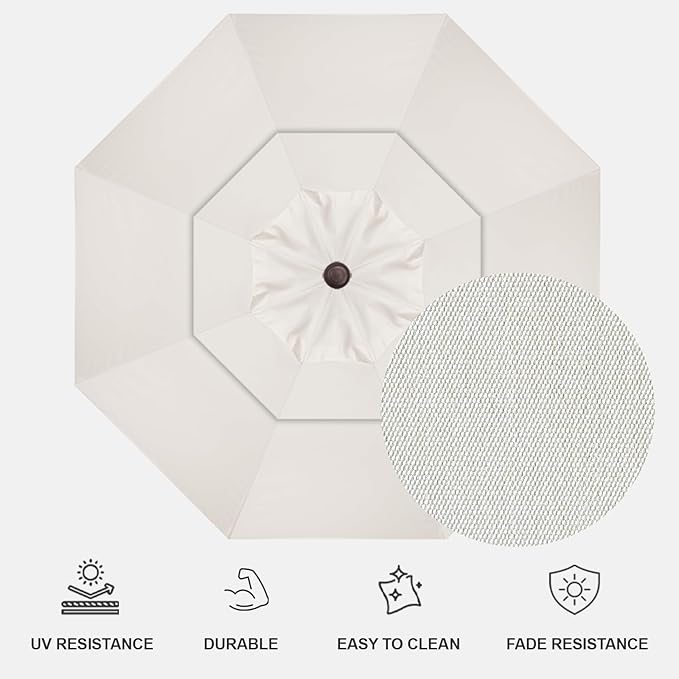 Treasure Garden AKZ PLUS Cantilever Umbrella 13' Octagonal Sunbrella Natural Canopy and Bronze Frame with Rolling Base