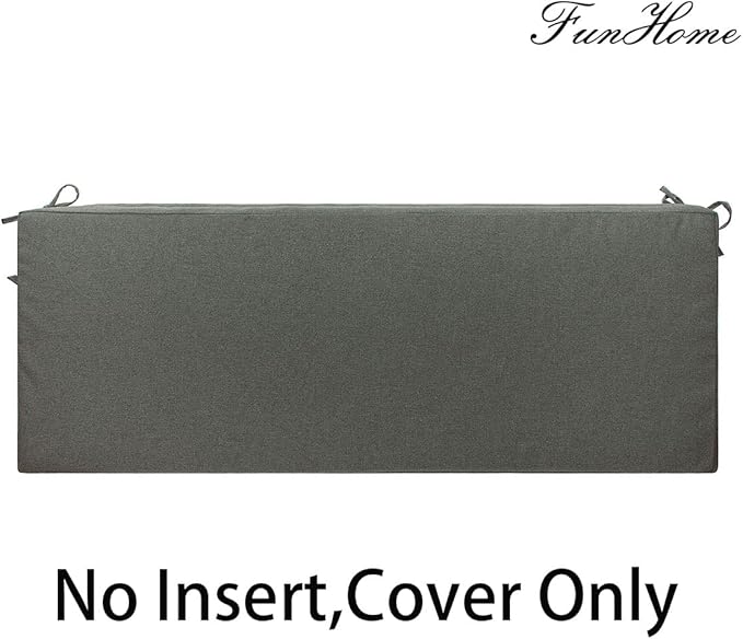 FUNHOME Outdoor Bench Cushion Cover 54 x18 x 3 inch,Water Resistant Cover with Zipper&Ties,Fade-Resistant Slipcover,Patio Porch Swing Cushion Cover Replacement Only,No Insert(Dark Gray)