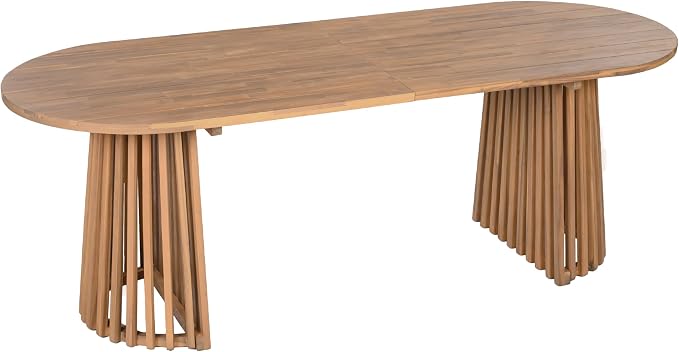 Christopher Knight Home Evana Acacia Wood Dining Table Set for 6, Solid Wood Outdoor Dining Set for 6, Modern Oval Patio Dining Table and Chair Set with Cushions, Brown + Light Teak + Beige