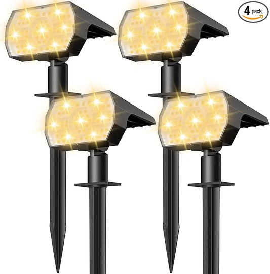 NYMPHY Solar Lights Outdoor Waterproof IP68, 56 LED 3 Lighting Modes Solar Powered Garden Yard Spot Solar Lights for Outside Landscape- 4 Pack (Warm White) | 56 LED 3 Lighting Modes IP68 Waterproof Solar Powered Garden Yard Spot Solar Lights for Outsid...