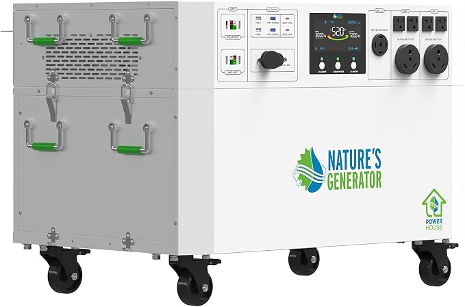 Nature’s Generator Powerhouse Gold Plus PE System:4800Wh Powerhouse + Four 410W Power Panels+Tansfer Switch,120VAC and 240VAC Pure Sine Wave Address Home Power Requirements