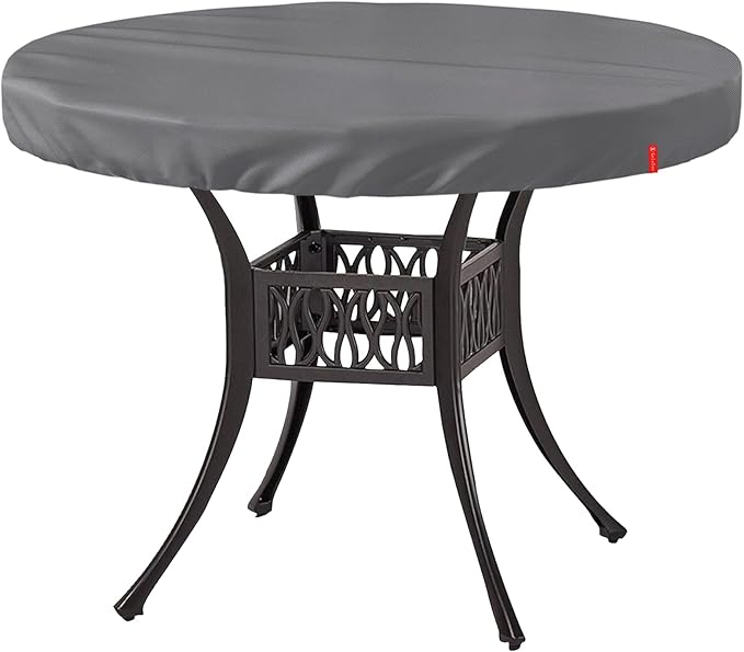 Outdoor Round Table Cover Waterproof UV-Resistant for 36 Inch Diameter Patio Tables - Heavy Duty Weatherproof Table Top Protector with Elastic Hem (Grey)