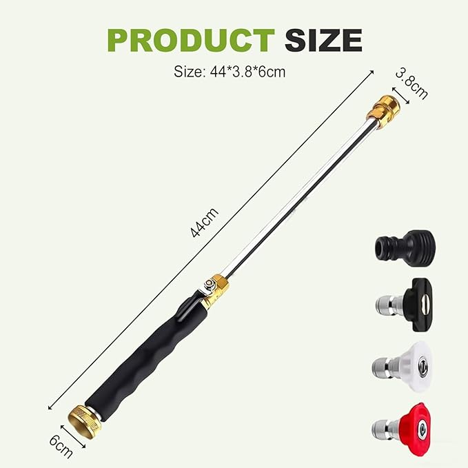 Jet Nozzle Power Washer for Garden Hose, 2026 Pressure Washer Wand with 3 Interchangeable Nozzles, Pressure Washer Nozzle for Car Washing Patio Garden Outdoor Cleaning (Grey)