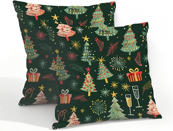 20x20 Inch Outdoor Pillow Covers Set of 2 Waterproof Throw Pillow Covers Decorative Couch Cushion Covers Merry Christmas Tree Square Pillowcases Protectors for Patio Garden Sofa