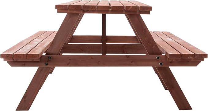 94.5'' Large Outdoor Dining Table, Rectangular Wooden Patio Dining Table & 2 Built-in Bench for 12, 2" Umbrella Hole, Suitable for Backyard Garden Porch, Brown